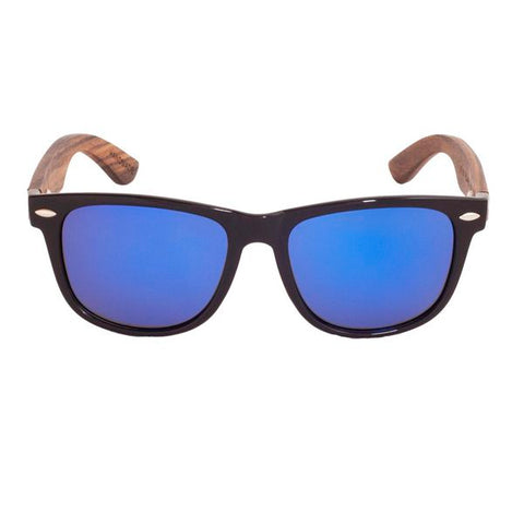 Ebony Wood Wayfarer Style Sunglasses (Black with Smoke Lens)