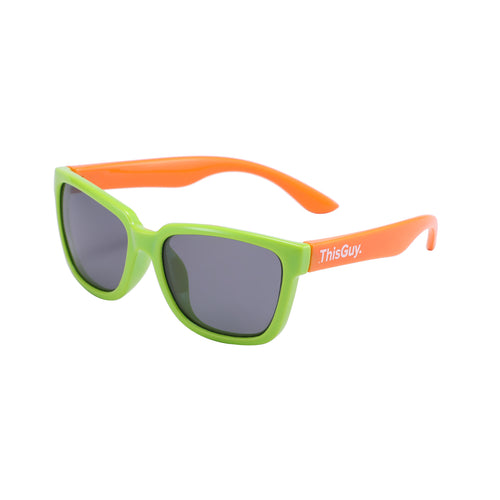 ThisGuy Kids Sunglasses - Green and Tiger Orange Wayfarers