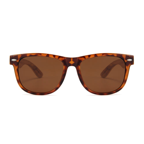Zebra Wood Wayfarer Style Sunglasses (Tortoise Shell)