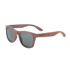 Colour Specked Recycled Wood Chip Wayfarer Style Sunglasses (Grey Smoked Lens)