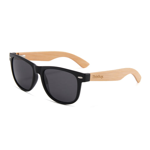 Bamboo Wayfarer Style Sunglasses (Black)